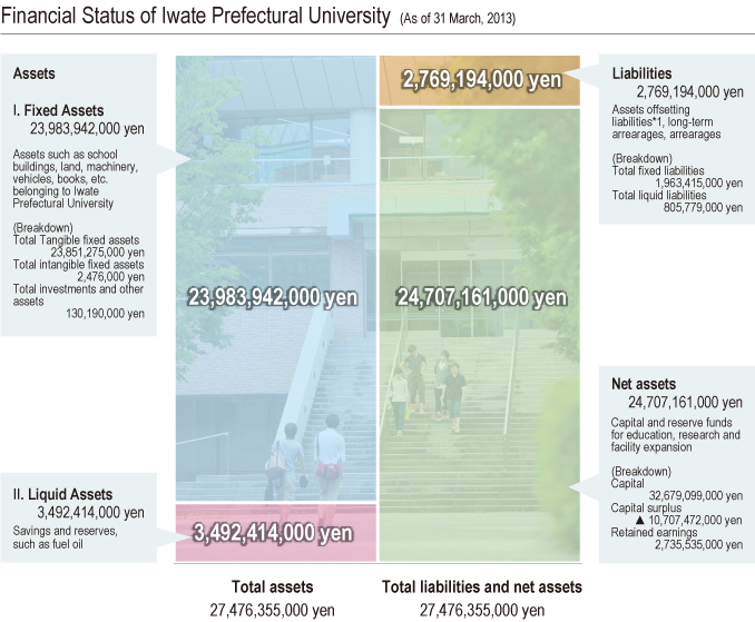 Financial Status of Iwate Prefectural University (As of 31 March, 2013)