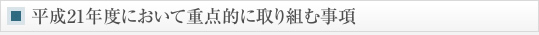 平成21年度において重点的に取り組む事項