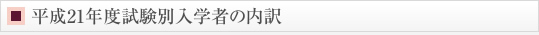 平成21年度試験別入学者の内訳