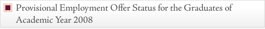 Provisional Employment Offer Status for the Graduates of Academic Year 2008