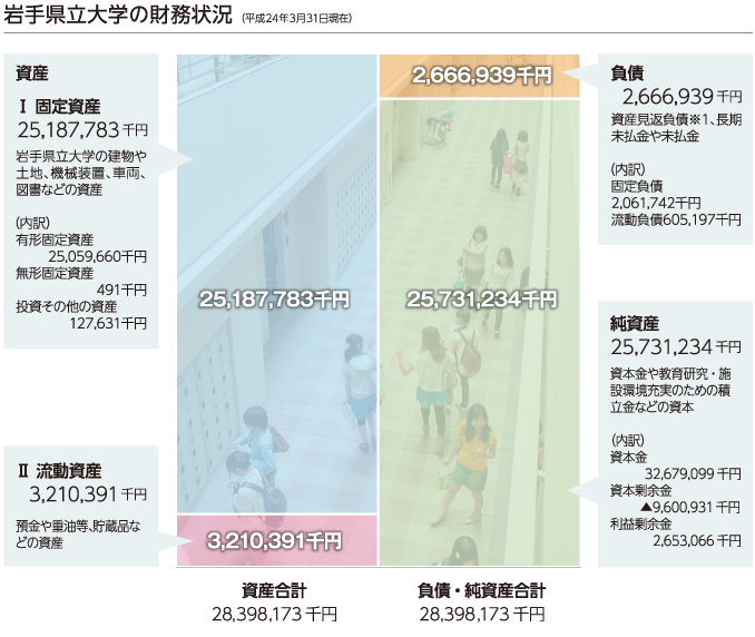 岩手県立大学の財務状況（平成24年3月31日現在）