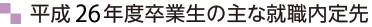 平成26年度卒業生の主な就職内定先