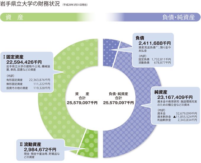 岩手県立大学の財務状況（平成28年3月31日現在）