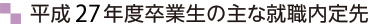 平成27年度卒業生の主な就職内定先