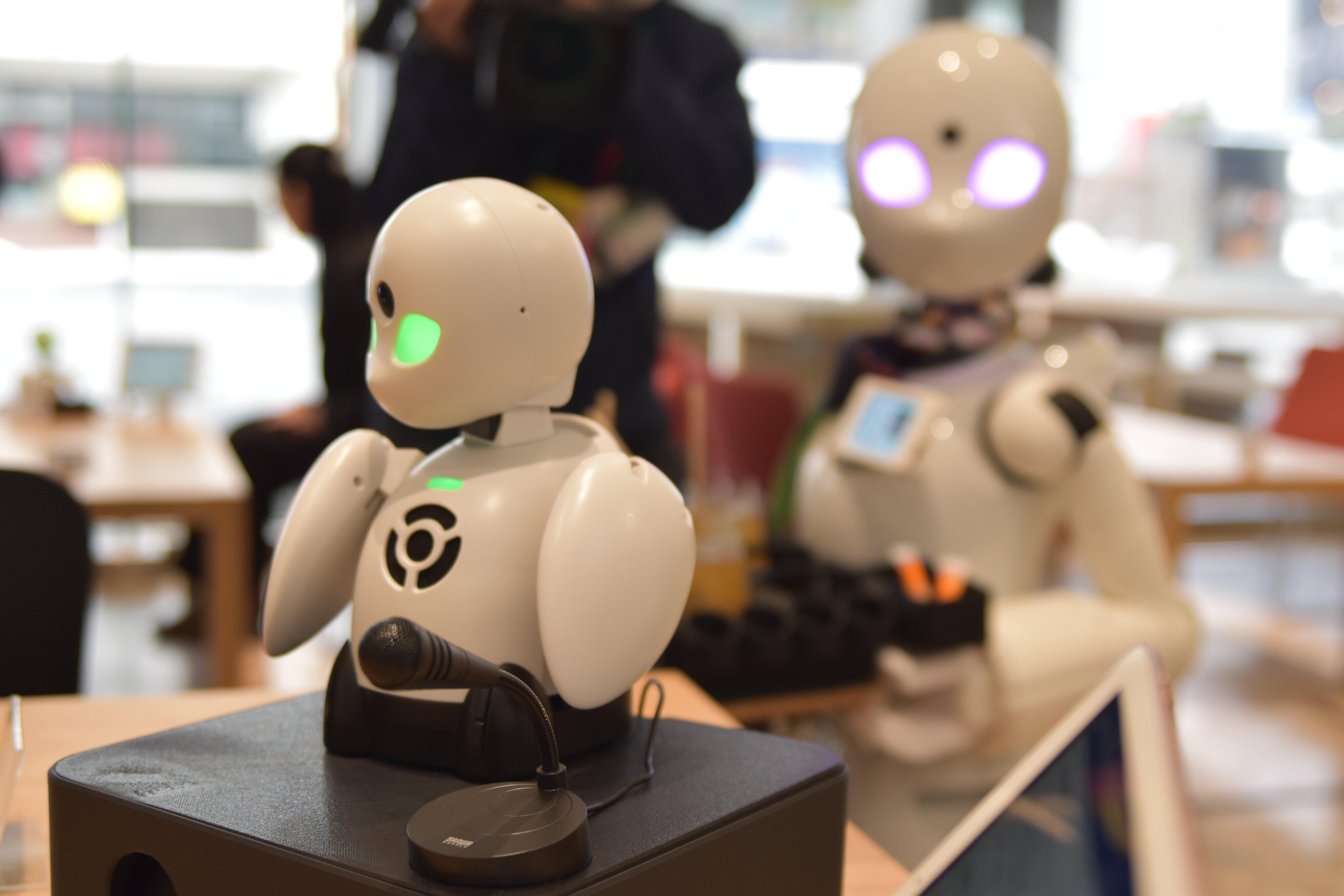 カフェで接客する「OriHime」 体験会では福岡県在住のオペレーターの方とお話ししました